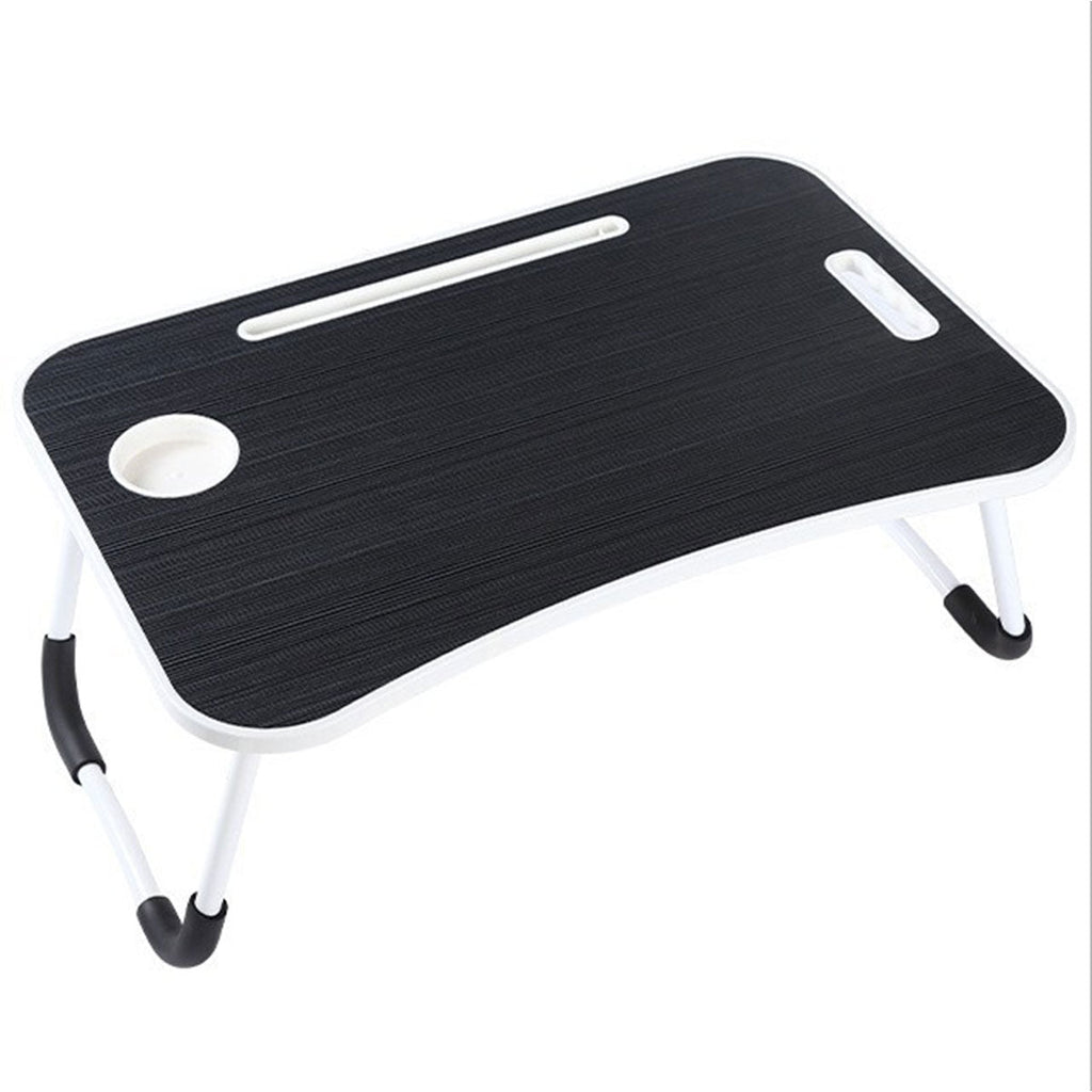 Foldable Bed Tray Table Featuring Cup and Tablet Slots