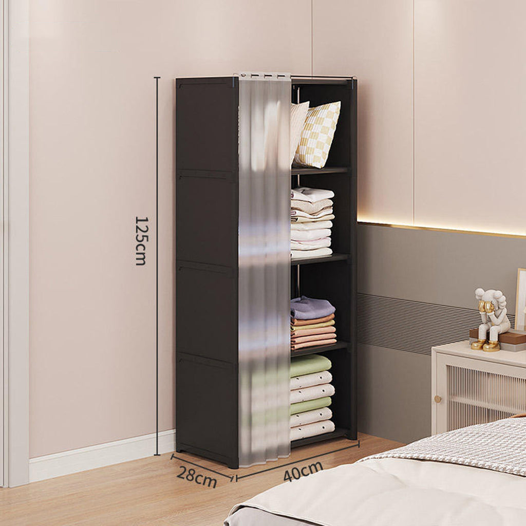 Modular Storage Bookshelf Featuring a Pull Curtain