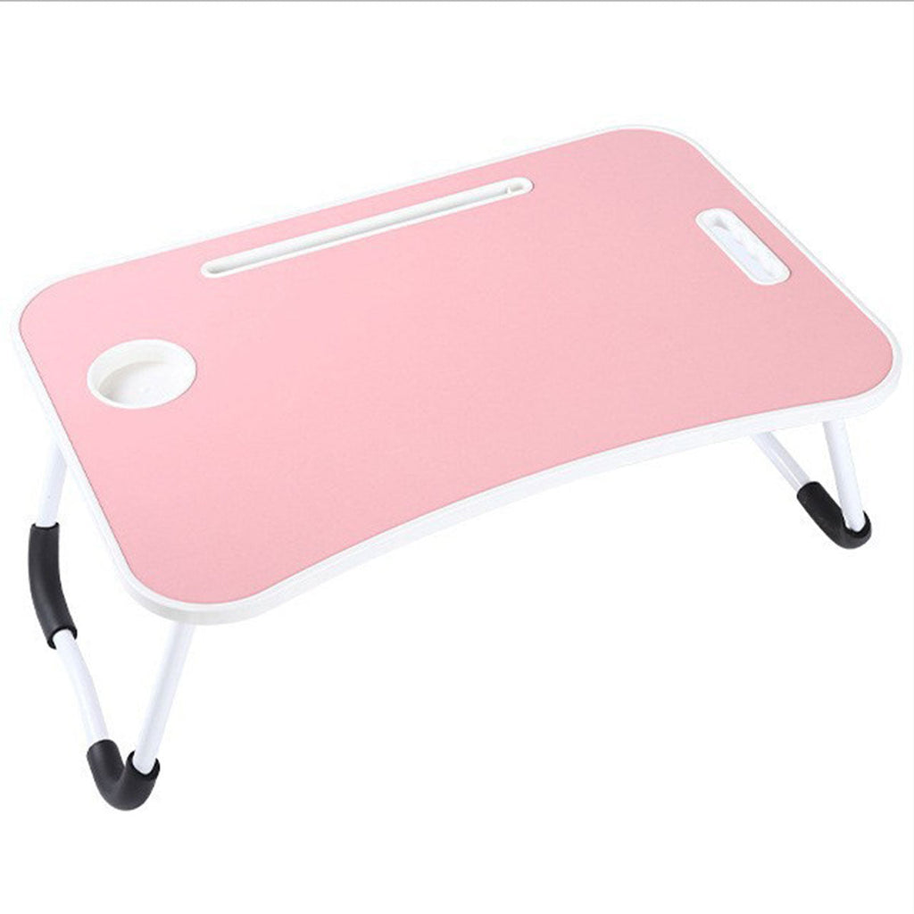 Foldable Bed Tray Table Featuring Cup and Tablet Slots