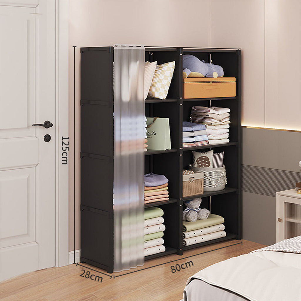 Modular Storage Bookshelf Featuring a Pull Curtain