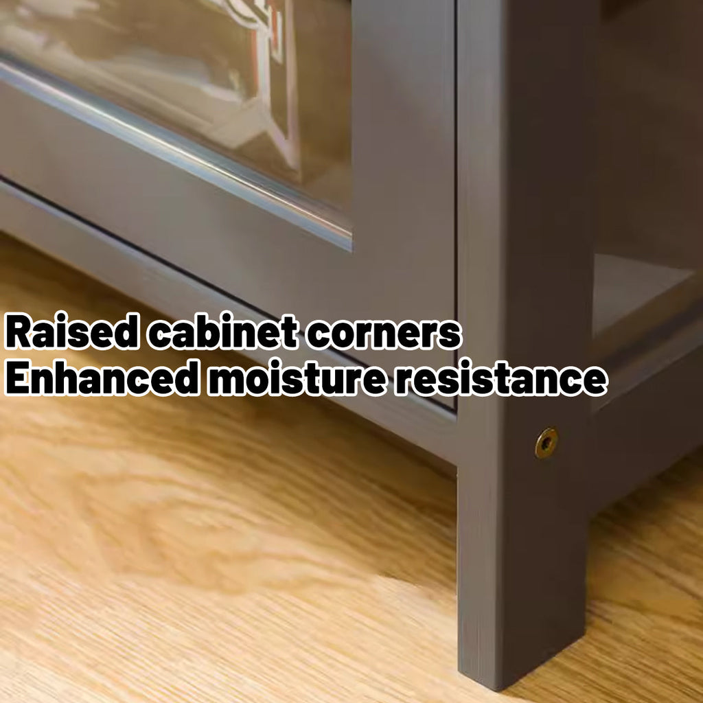 3 Tier Storage Shelf Unit 60x32x106cm Clear Door Durable for Kitchen Garage Use