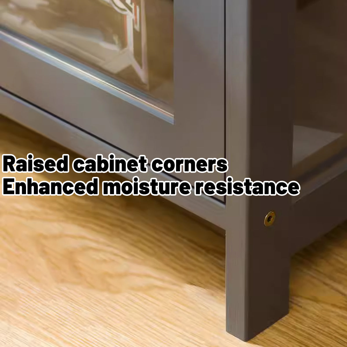 3 Tier Storage Shelf Unit 60x32x106cm Clear Door Durable for Kitchen Garage Use