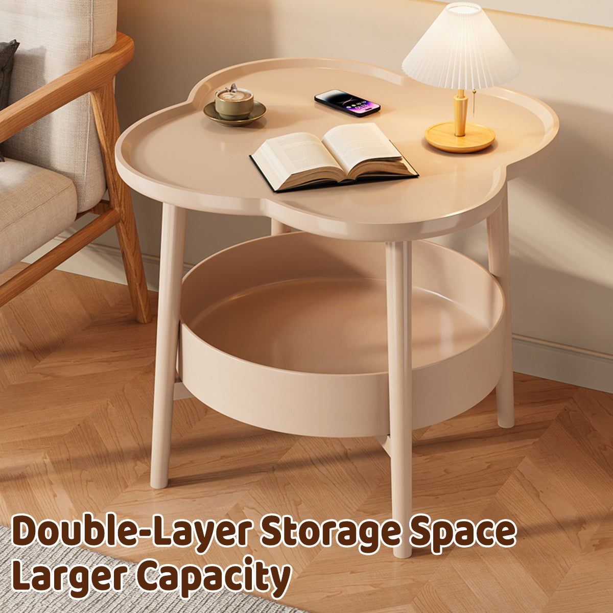 Two-Tier Clover-Shaped Side Table