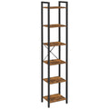 Space-Saving 6-Tier Corner Bookshelf with X-Brace