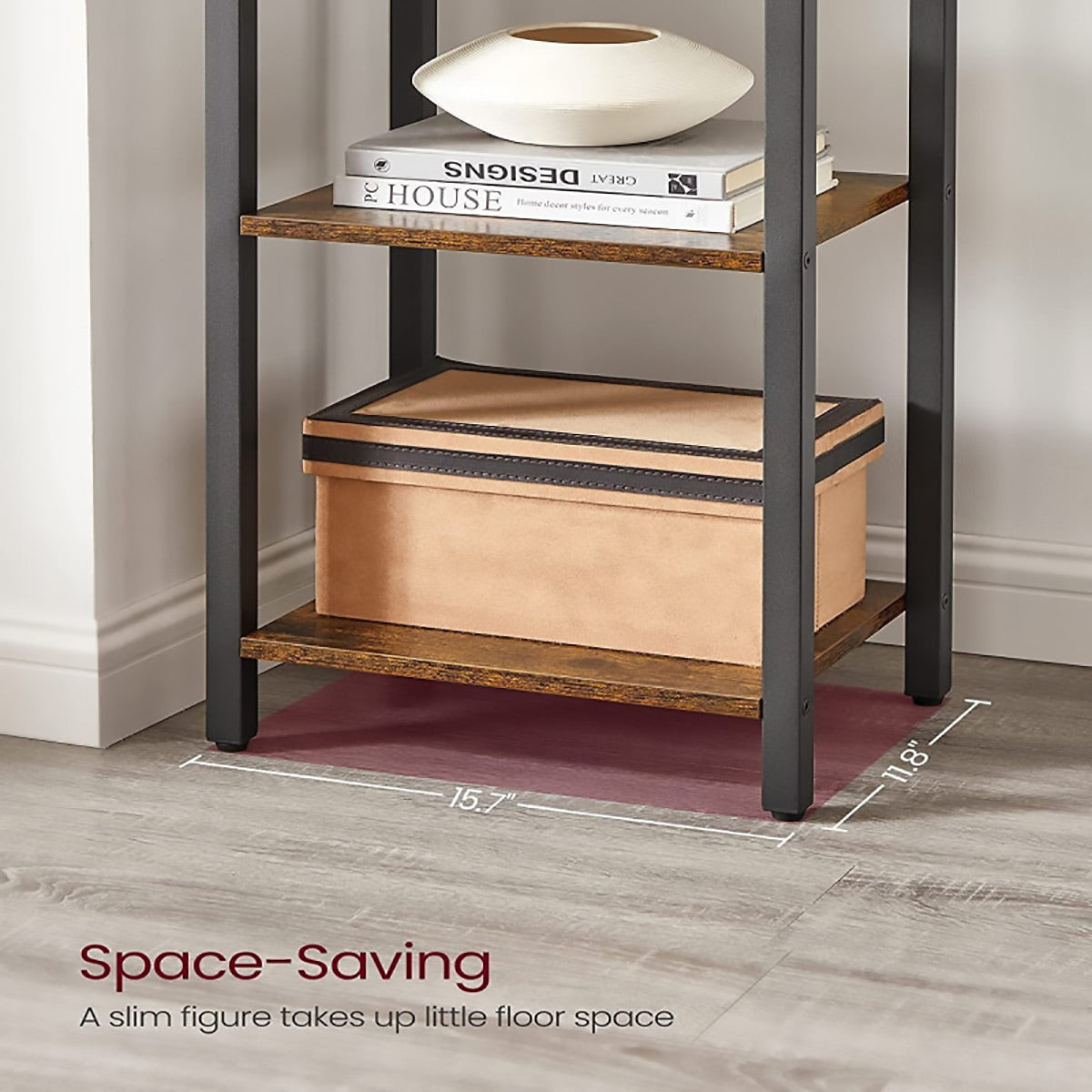 Space-Saving 6-Tier Corner Bookshelf with X-Brace
