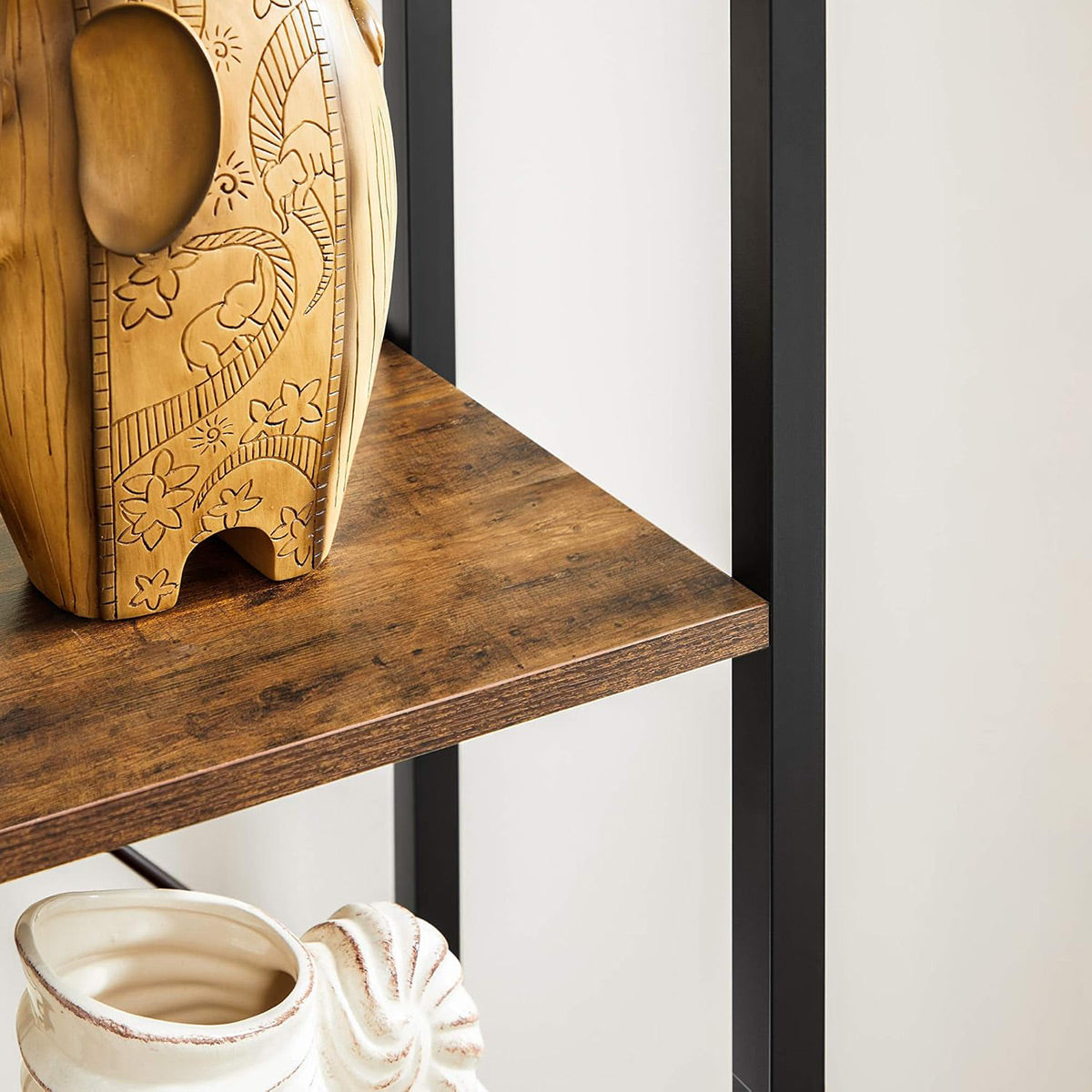 Space-Saving 6-Tier Corner Bookshelf with X-Brace