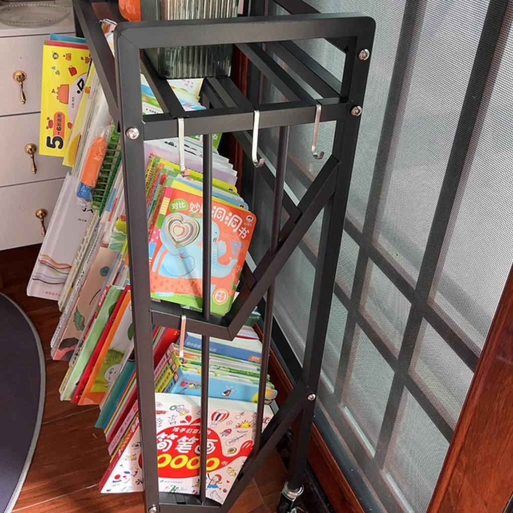 Mobile 3-Tier Steel Trolley Featuring Side Hooks