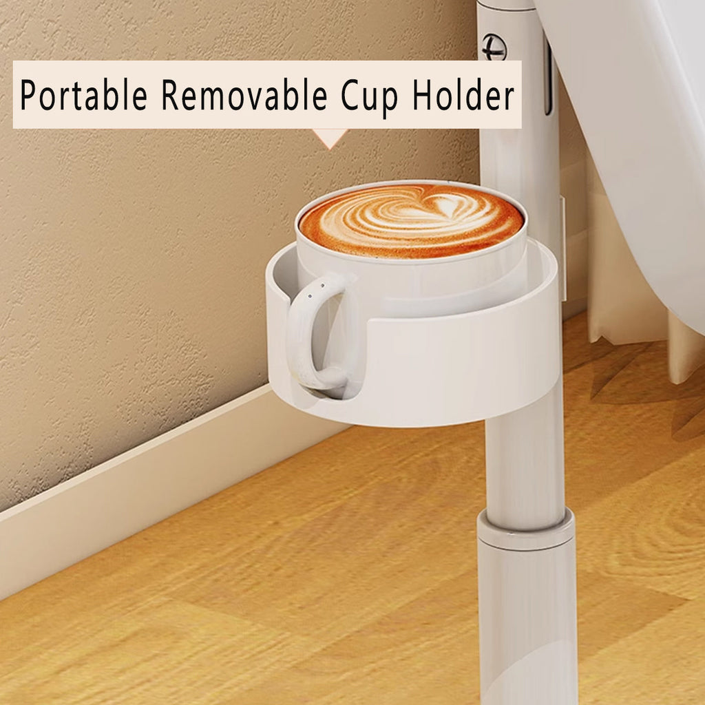 Mobile Laptop Cart Featuring Tilt Top and Cup Holder