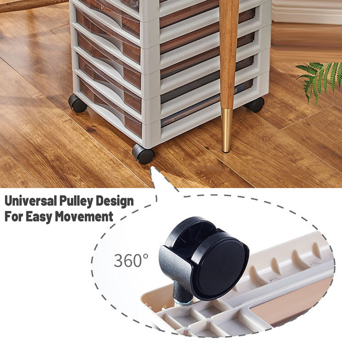 Mobile 10-Drawer Plastic Tower with Clear Fronts