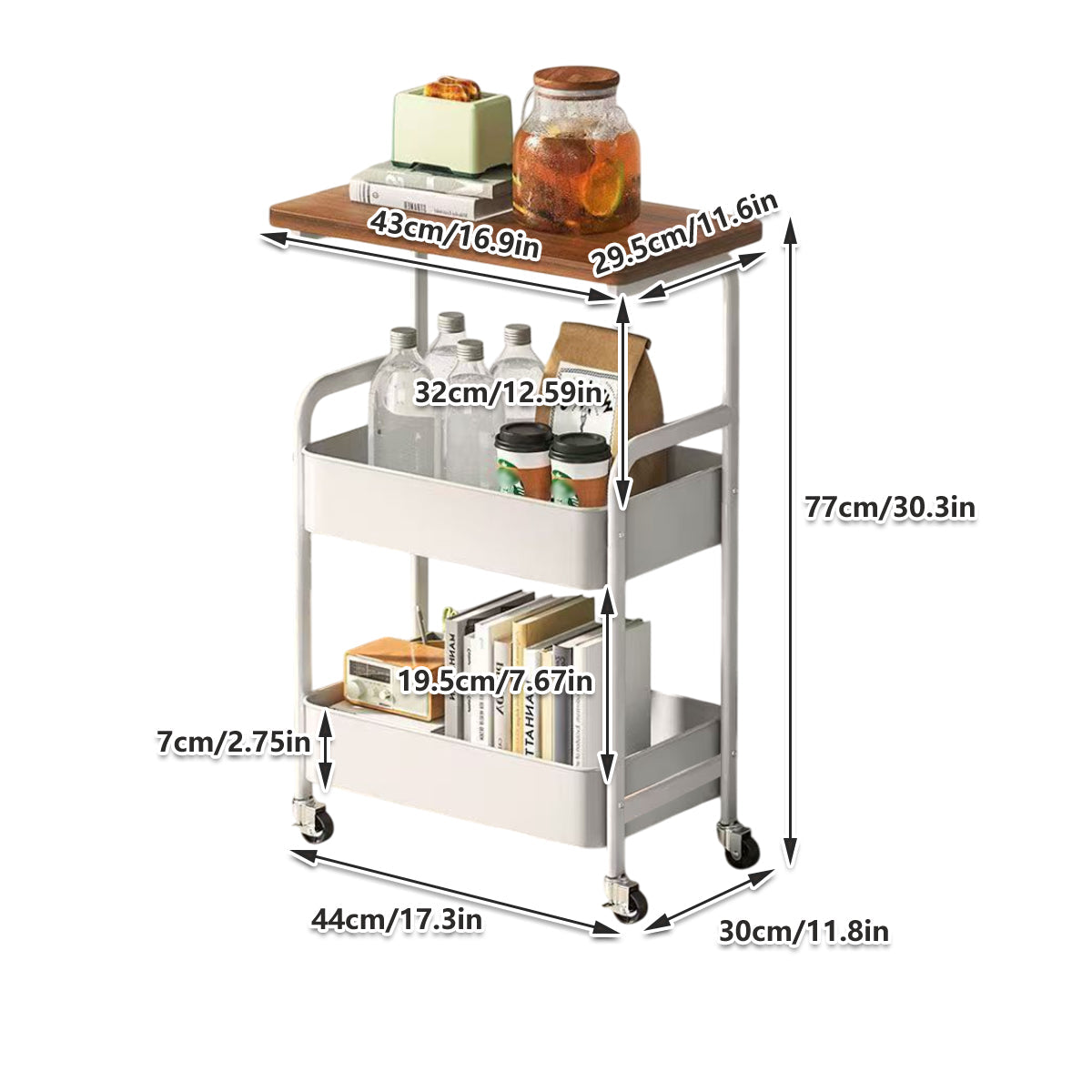 Mobile Coffee Cart Featuring a Mesh Storage Basket