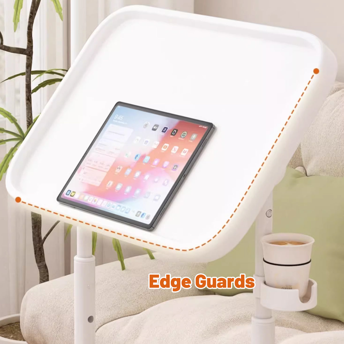 Mobile Laptop Cart Featuring Tilt Top and Cup Holder