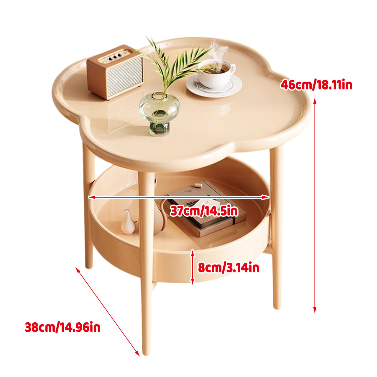 Two-Tier Clover-Shaped Side Table