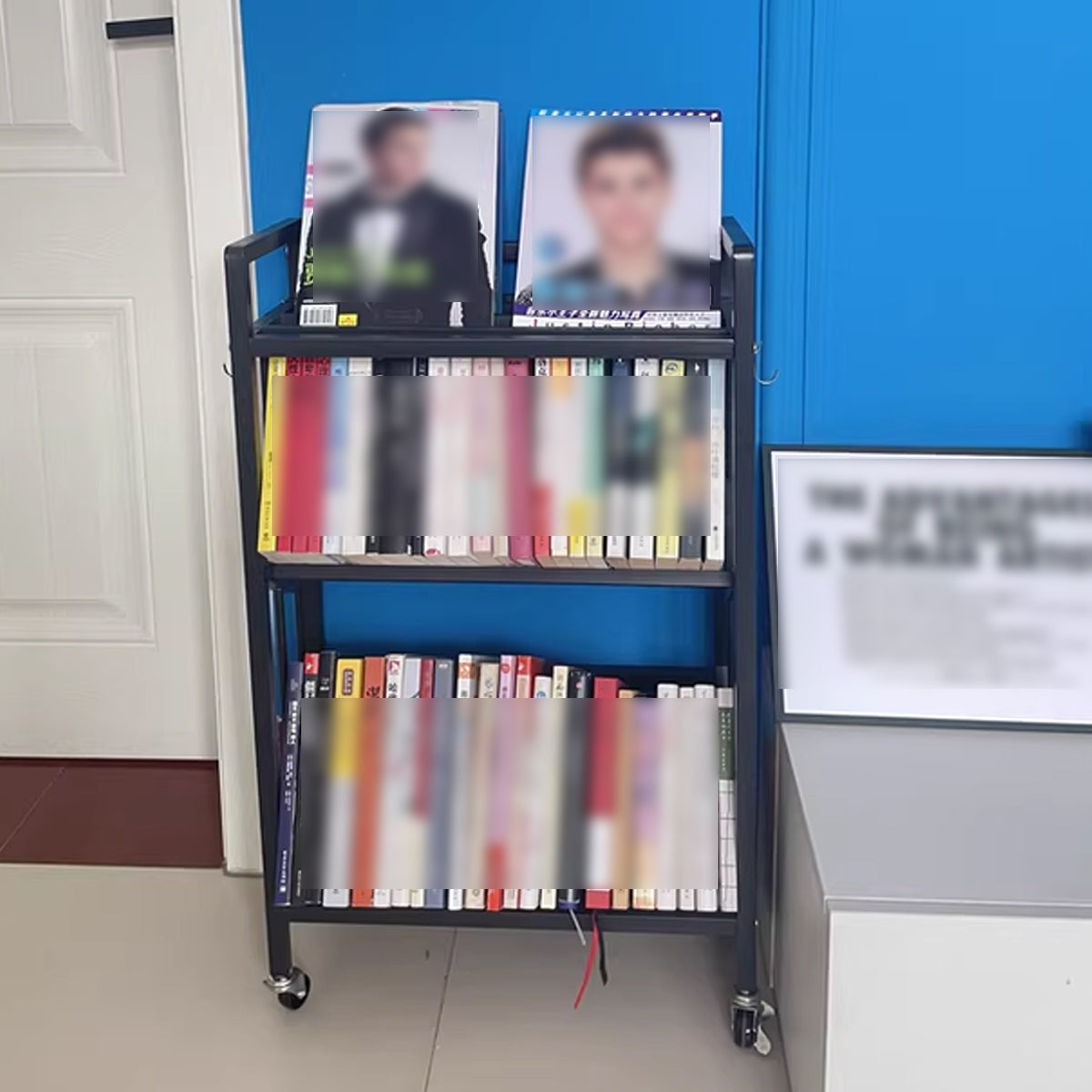 Mobile 3-Tier Steel Trolley Featuring Side Hooks