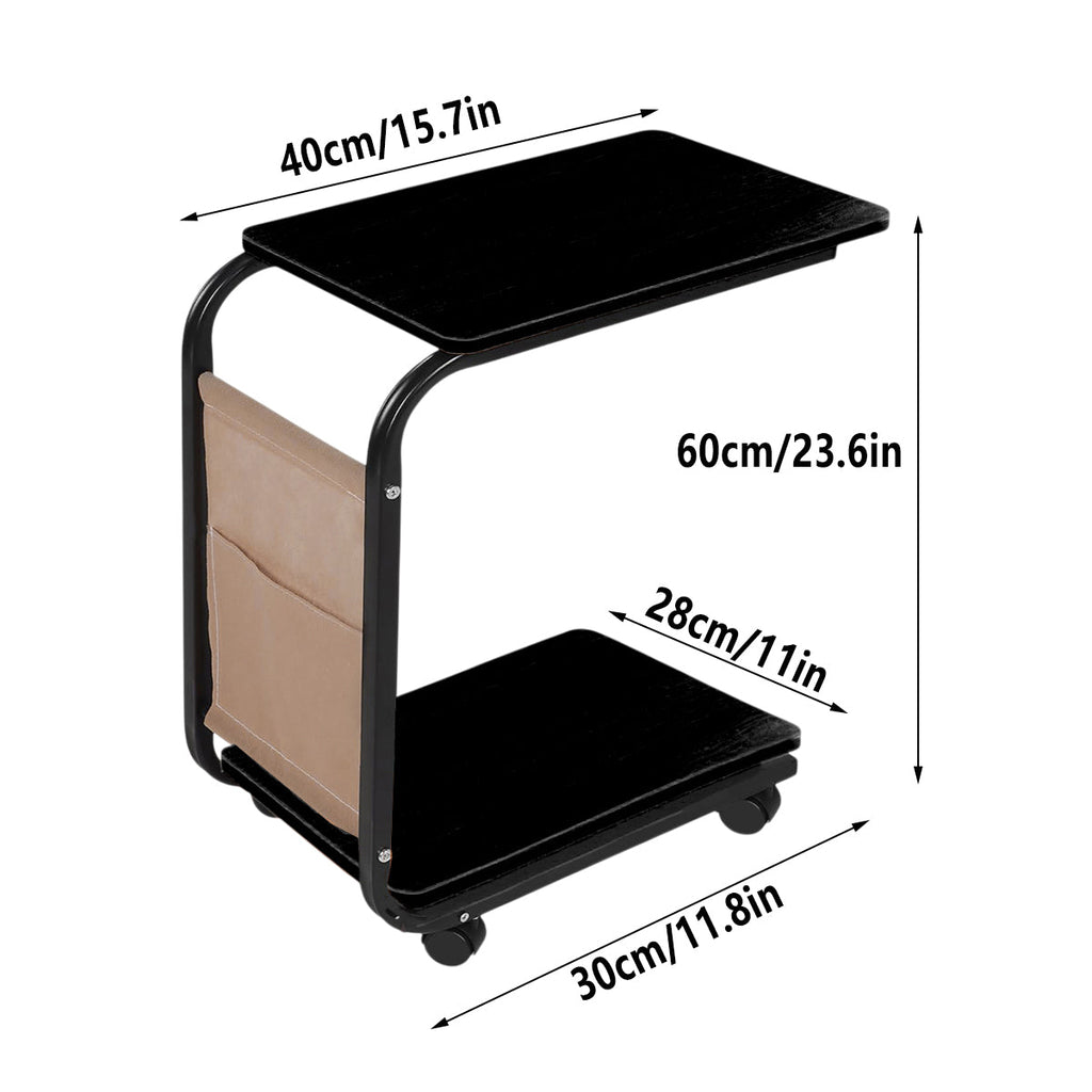 Mobile Sofa Side Table Featuring Lockable Wheels