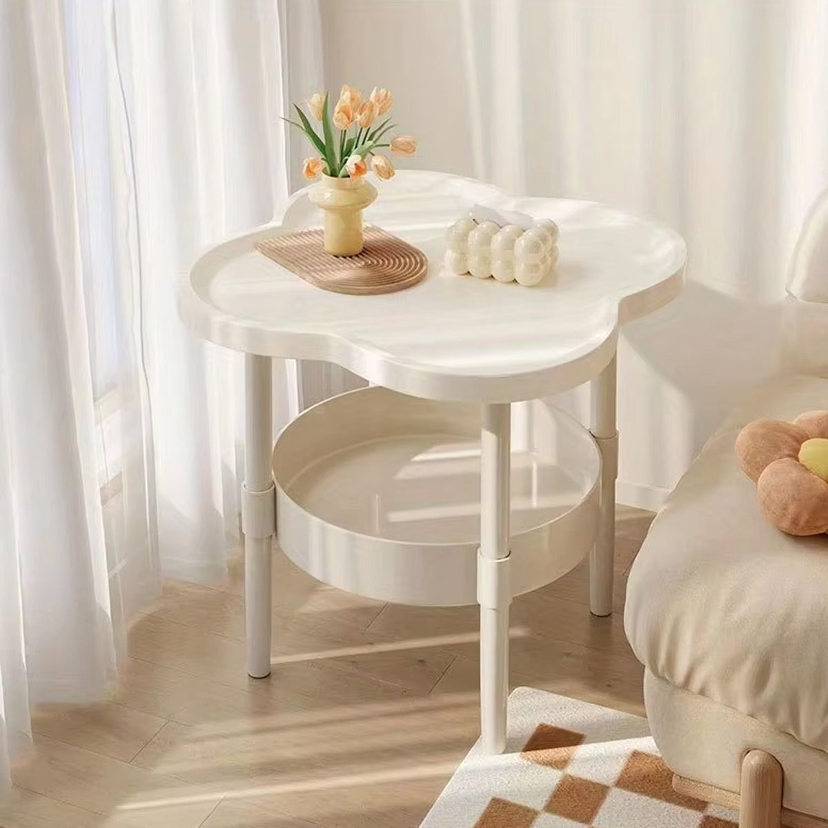 Two-Tier Clover-Shaped Side Table