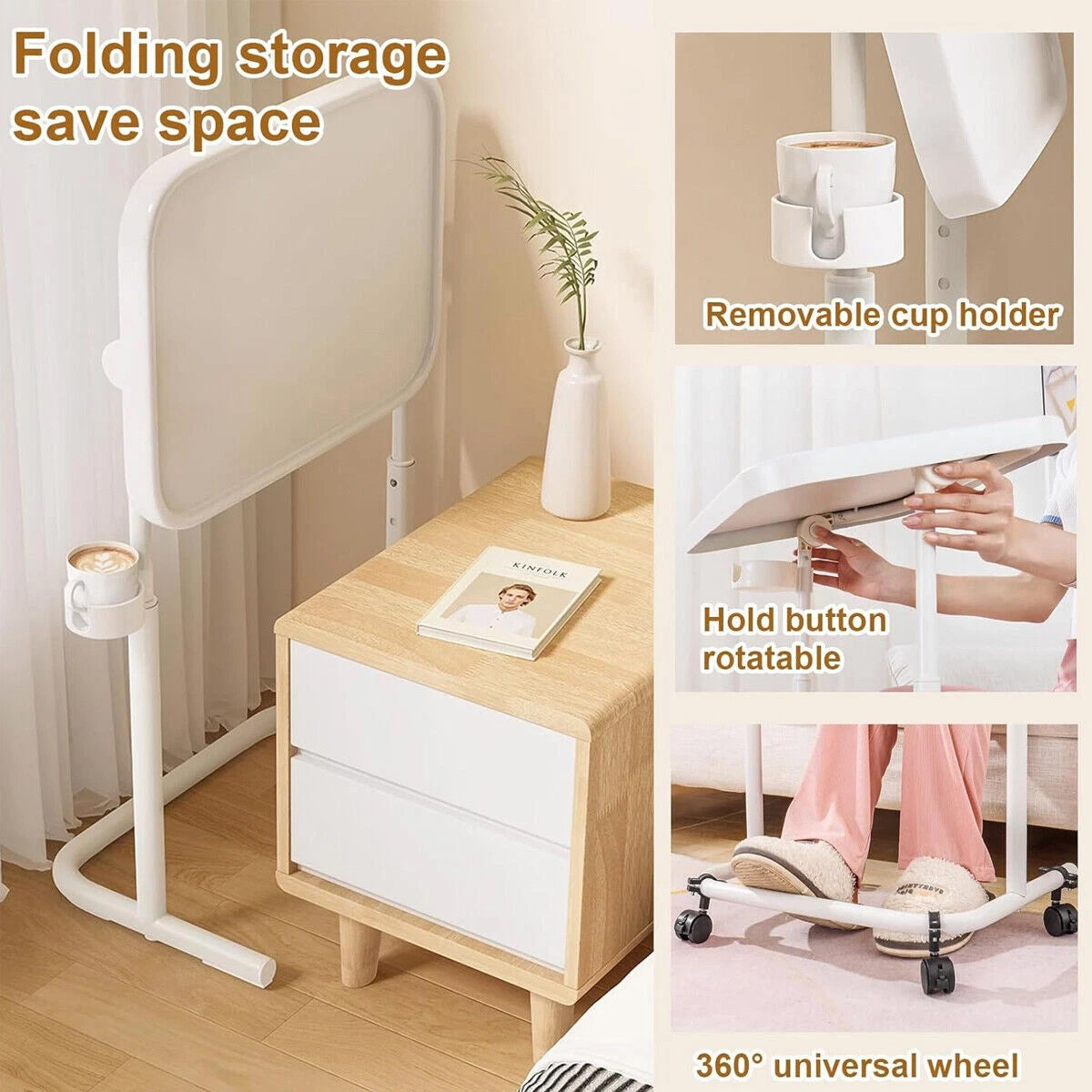 Mobile Laptop Cart Featuring Tilt Top and Cup Holder