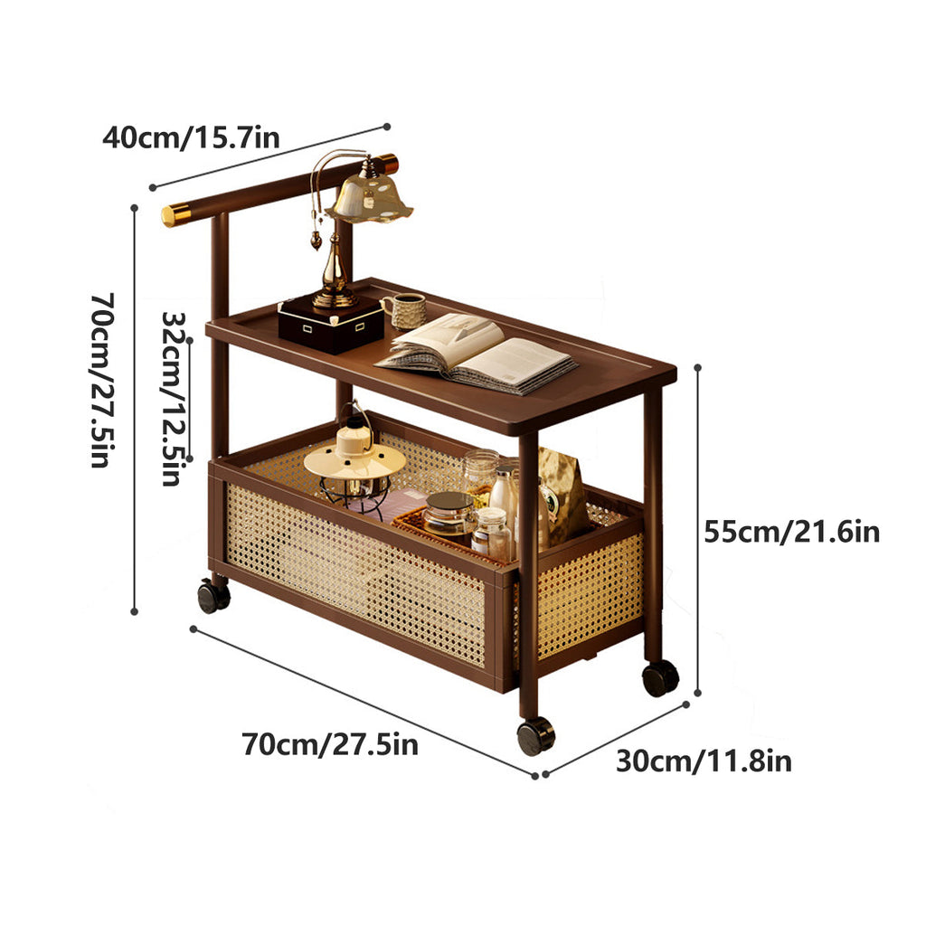 Mobile Bamboo Coffee Cart Featuring a Storage Shelf