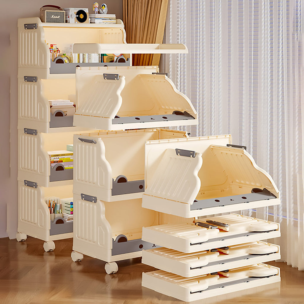 Cream Foldable Storage Cart in 3 or 4 Tiers