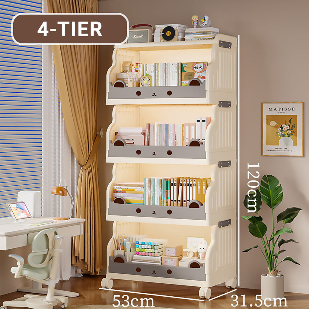 Cream Foldable Storage Cart in 3 or 4 Tiers