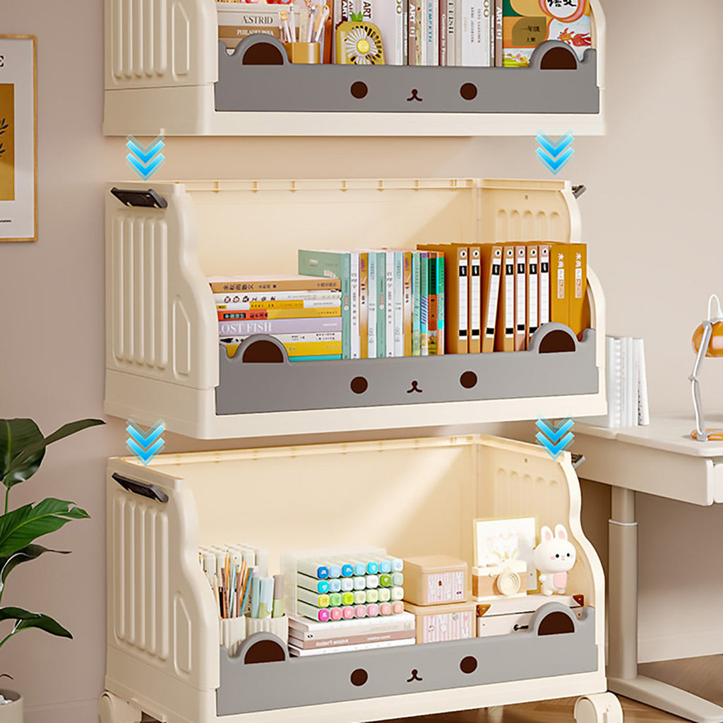 Cream Foldable Storage Cart in 3 or 4 Tiers
