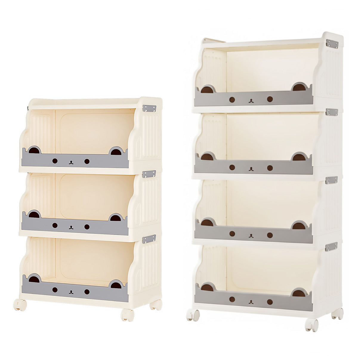 Cream Foldable Storage Cart in 3 or 4 Tiers