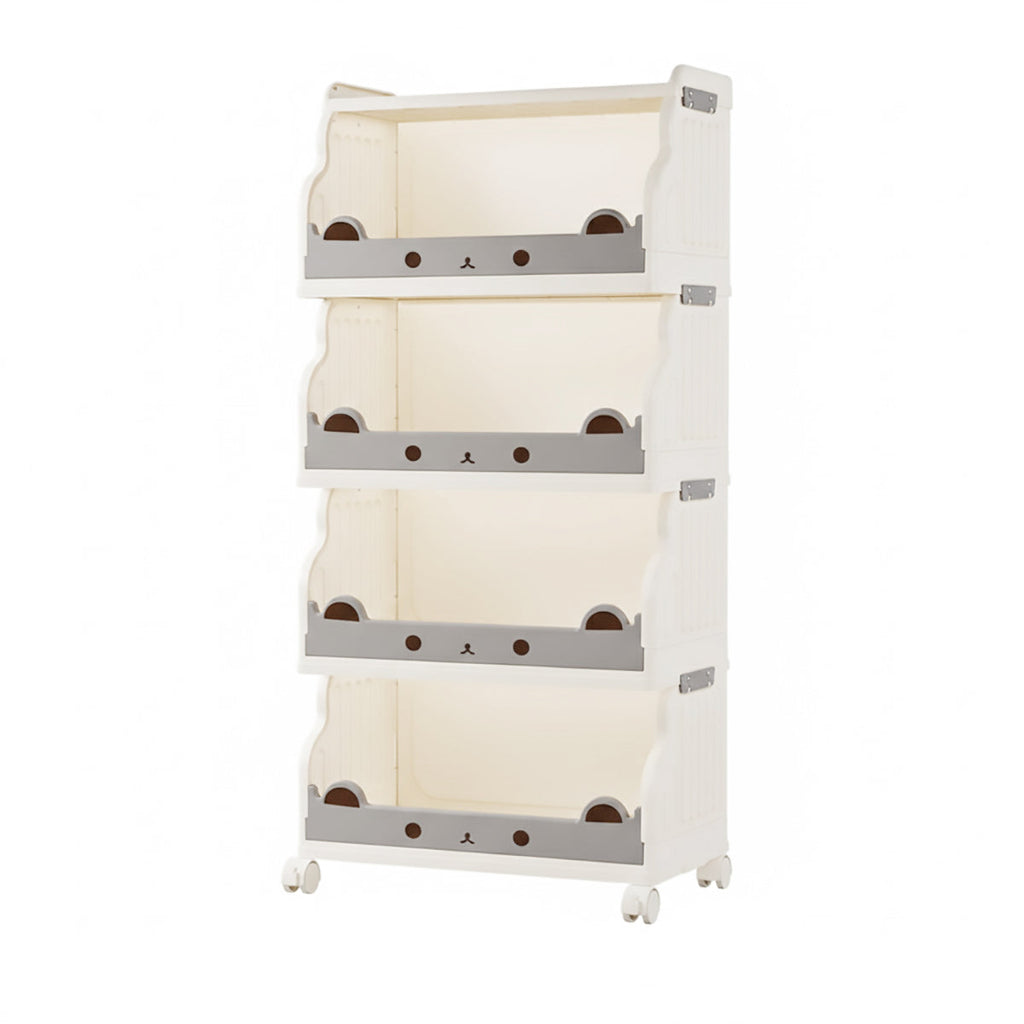Cream Foldable Storage Cart in 3 or 4 Tiers
