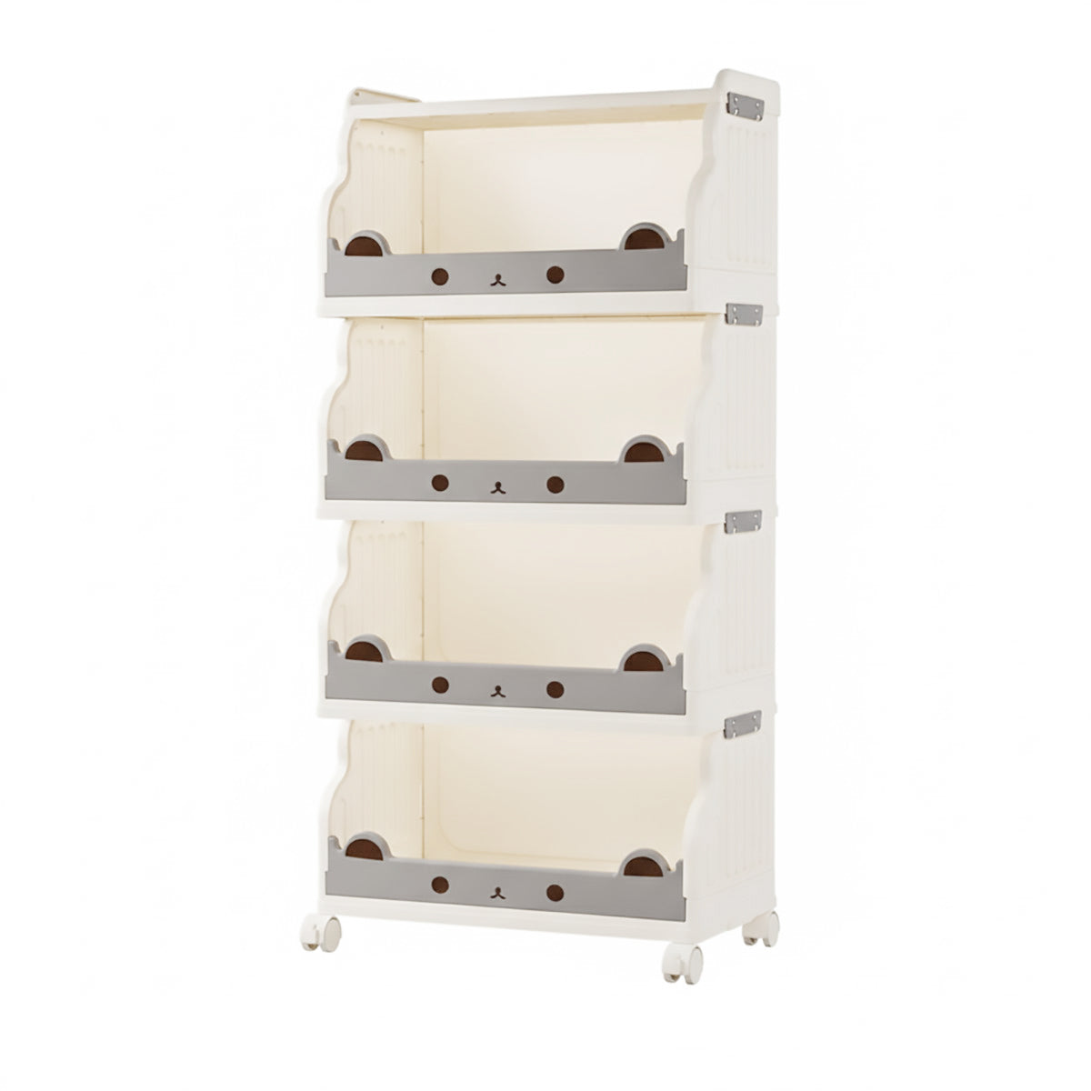 Cream Foldable Storage Cart in 3 or 4 Tiers