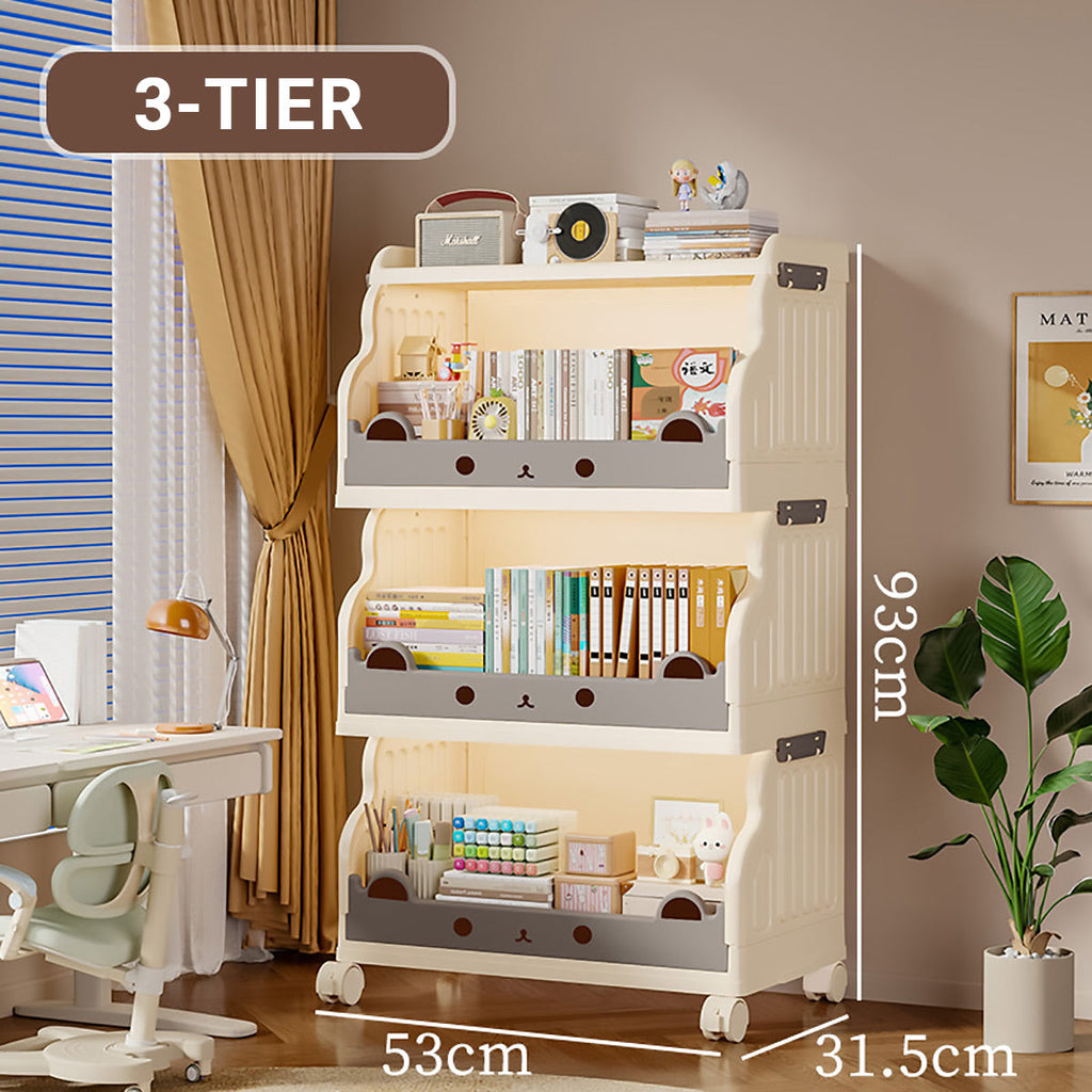 Cream Foldable Storage Cart in 3 or 4 Tiers