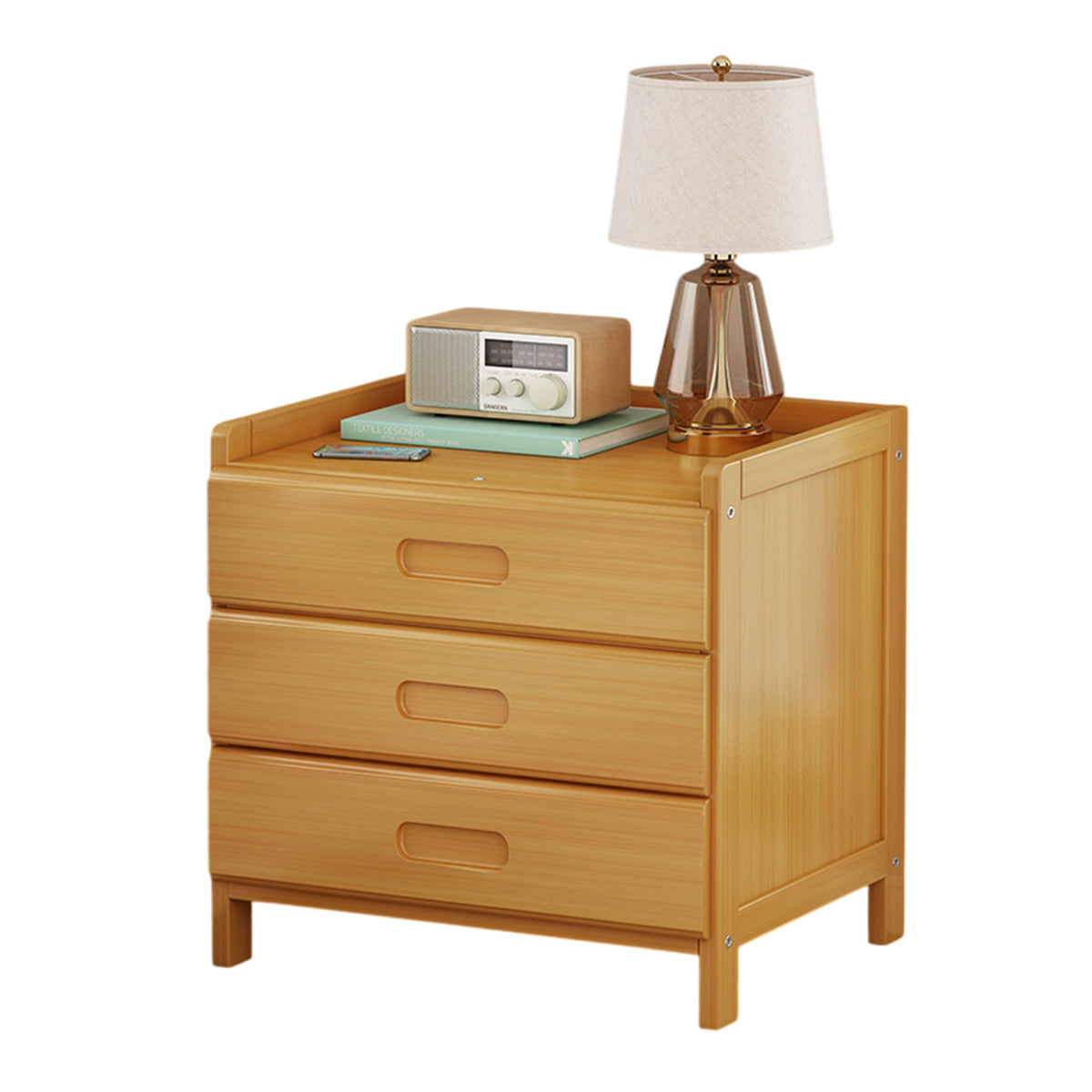 Small Multi-layer Solid Wood Bedroom Nightstand with Drawer Space Saving Bedroom
