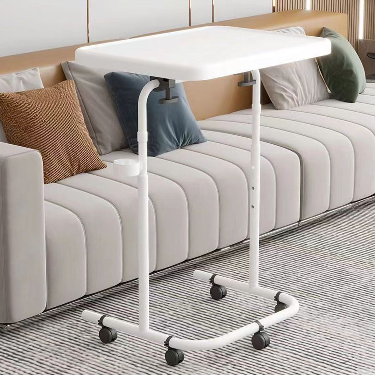 Mobile Laptop Cart Featuring Tilt Top and Cup Holder