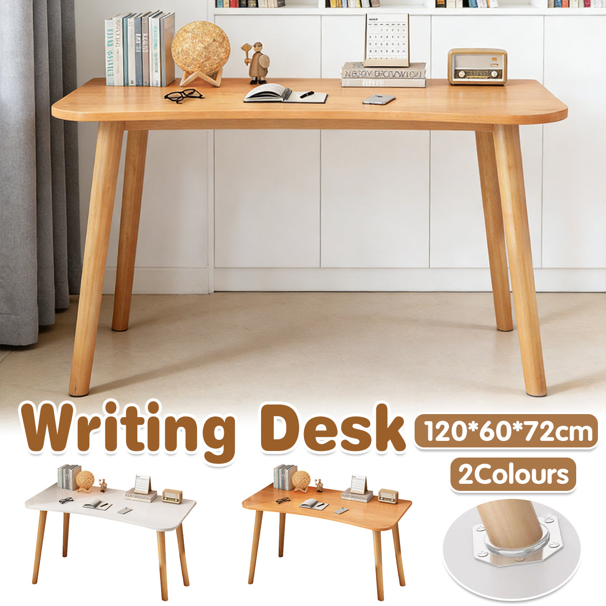 120cm Rectangular Writing Desk in White or Khaki