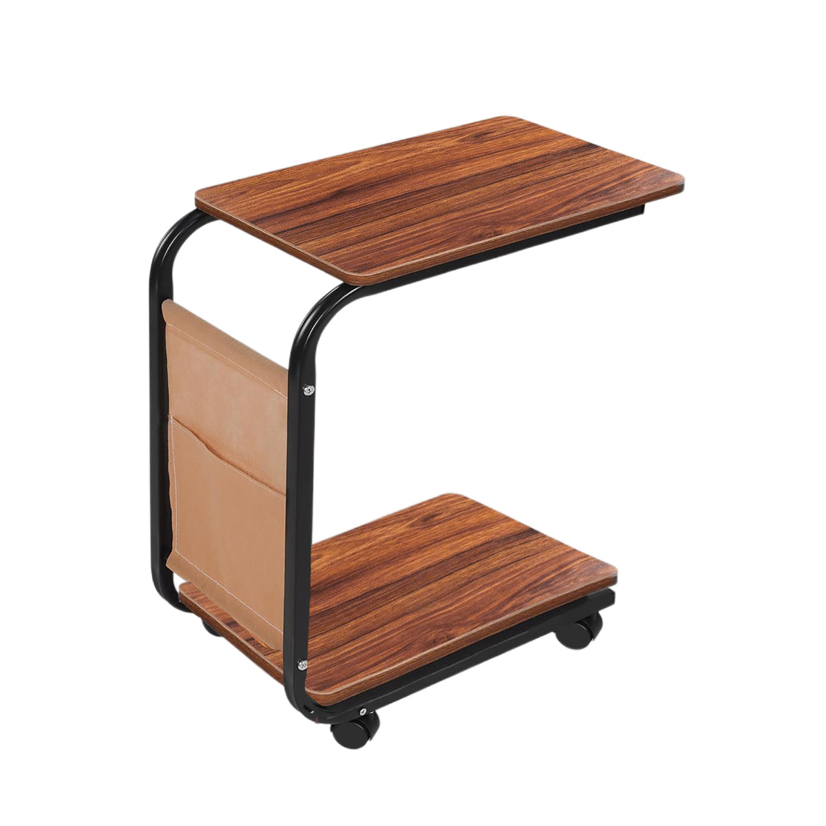 Mobile Sofa Side Table Featuring Lockable Wheels