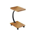 Mobile Wood and Metal Coffee Side Table