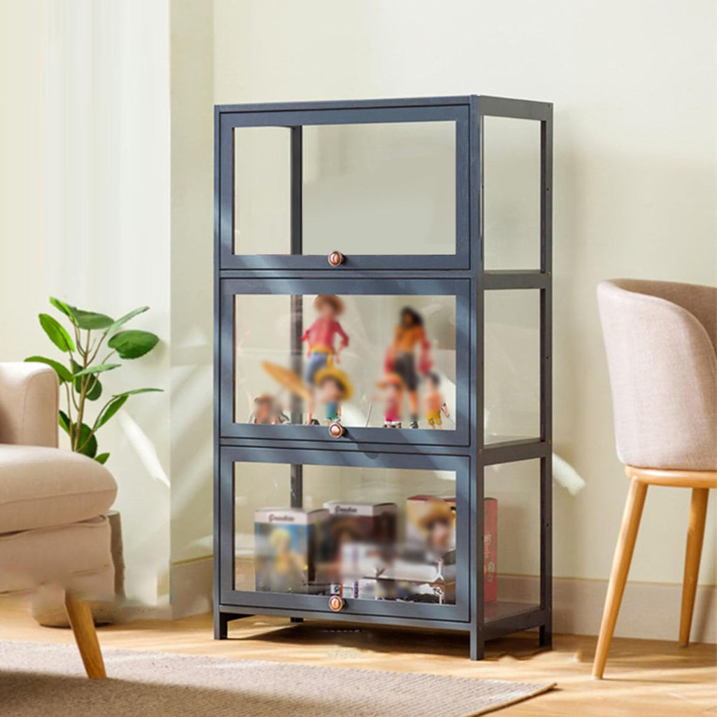 3 Tier Storage Shelf Unit 60x32x106cm Clear Door Durable for Kitchen Garage Use