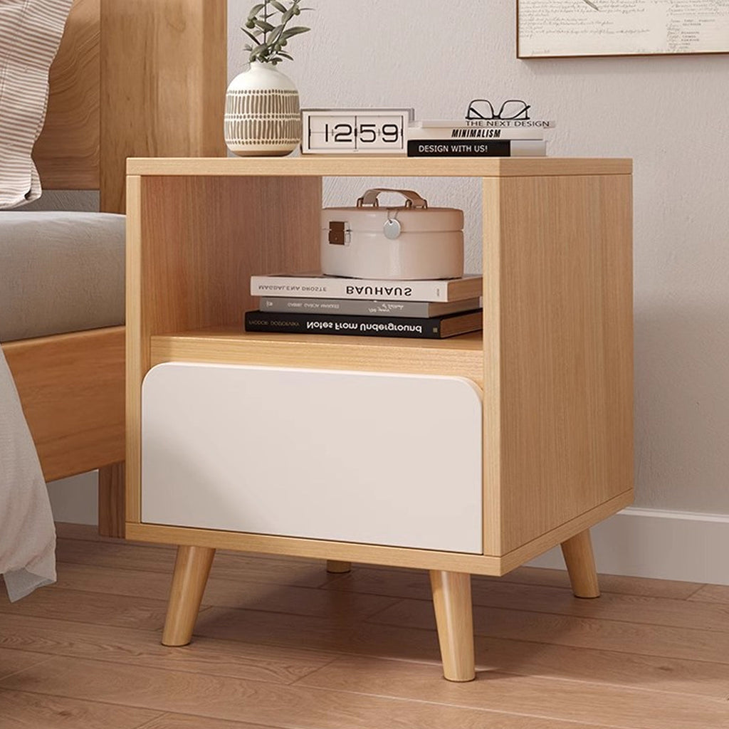 Bedside Table with Drawers Nightstand Wood End Table Bedroom Storage Space Saving