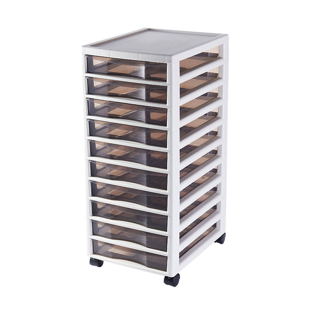 Mobile 10-Drawer Plastic Tower with Clear Fronts