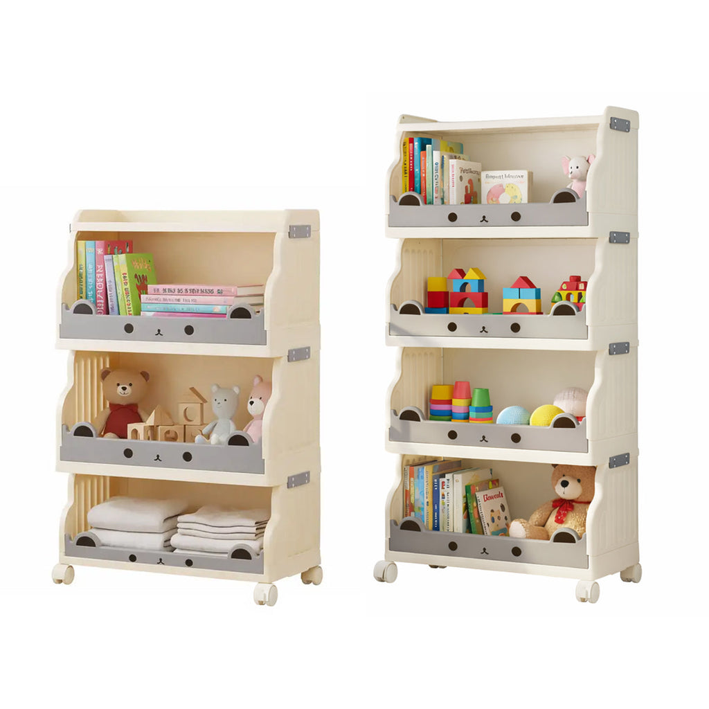 Cream Foldable Storage Cart in 3 or 4 Tiers