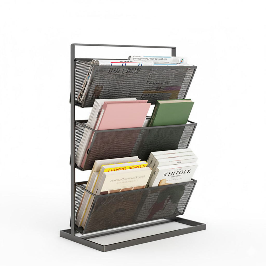 3-Tier Mesh Desktop Bookshelf Organiser 33x16x44cm