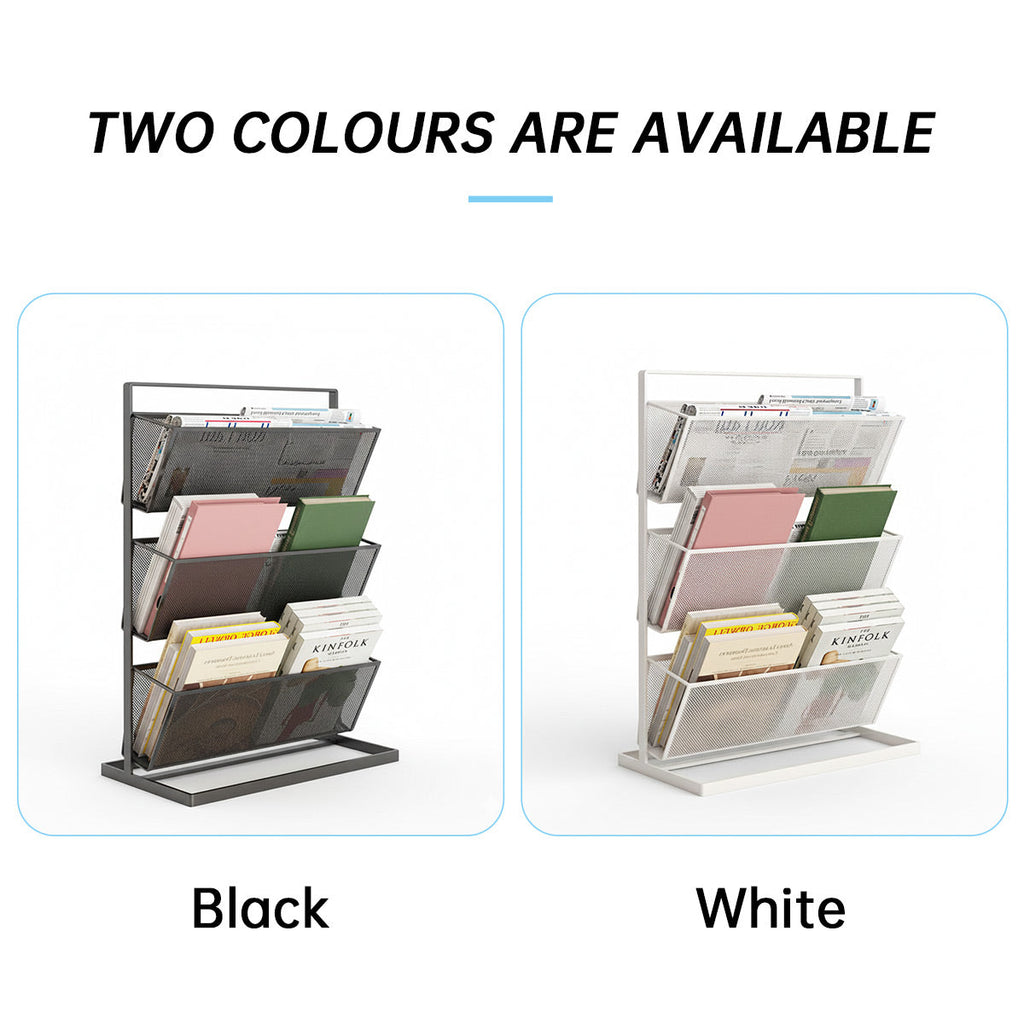 3-Tier Mesh Desktop Bookshelf Organiser 33x16x44cm