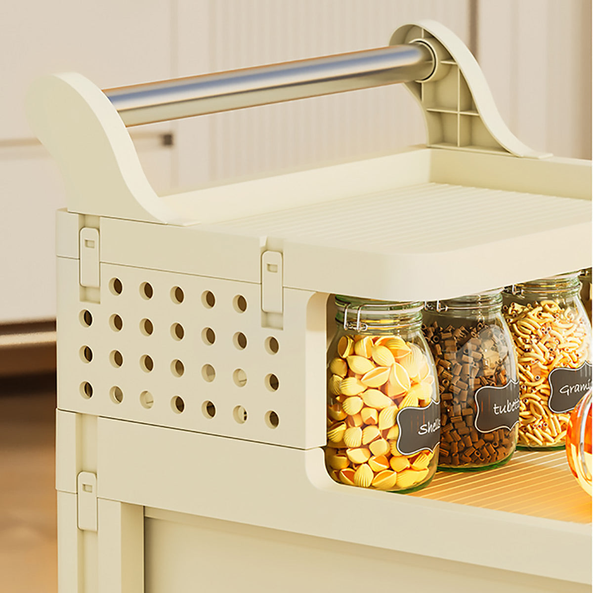 4-Tier Mobile Storage Trolley with Removable Handle