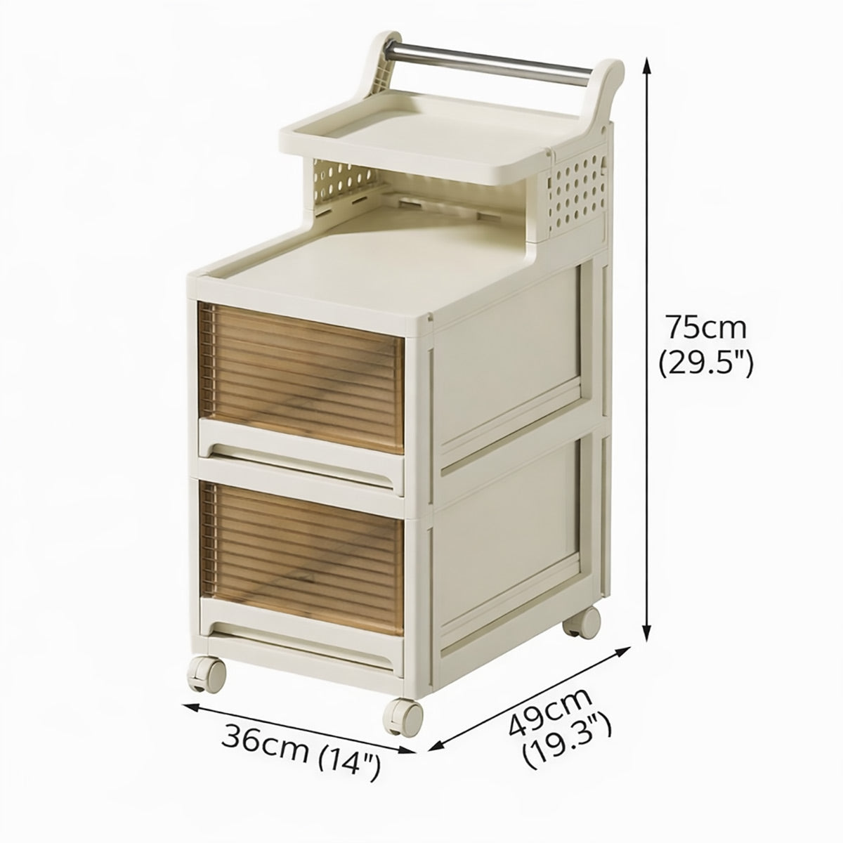 4-Tier Mobile Storage Trolley with Removable Handle