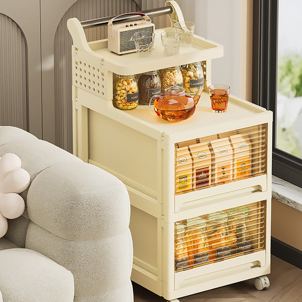 4-Tier Mobile Storage Trolley with Removable Handle