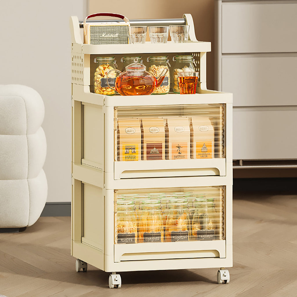 4-Tier Mobile Storage Trolley with Removable Handle