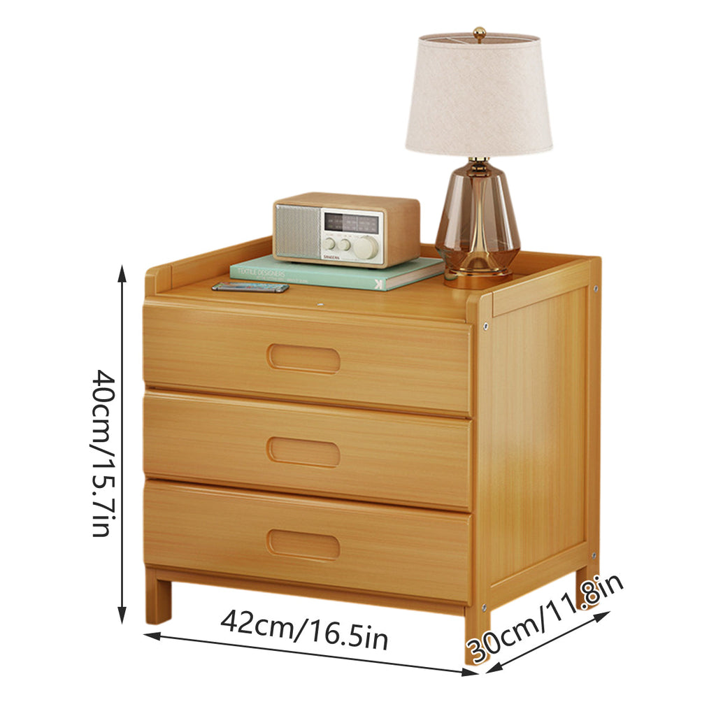 Small Multi-layer Solid Wood Bedroom Nightstand with Drawer Space Saving Bedroom