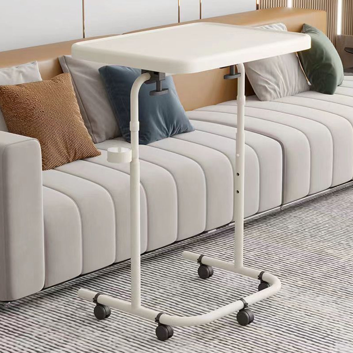 Mobile Laptop Cart Featuring Tilt Top and Cup Holder