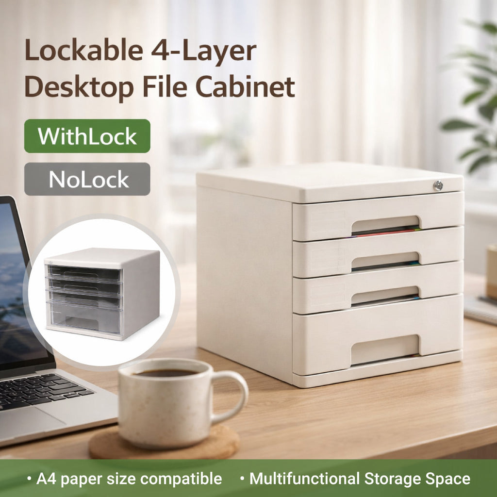 Compact 4-Drawer Desktop Storage Tower