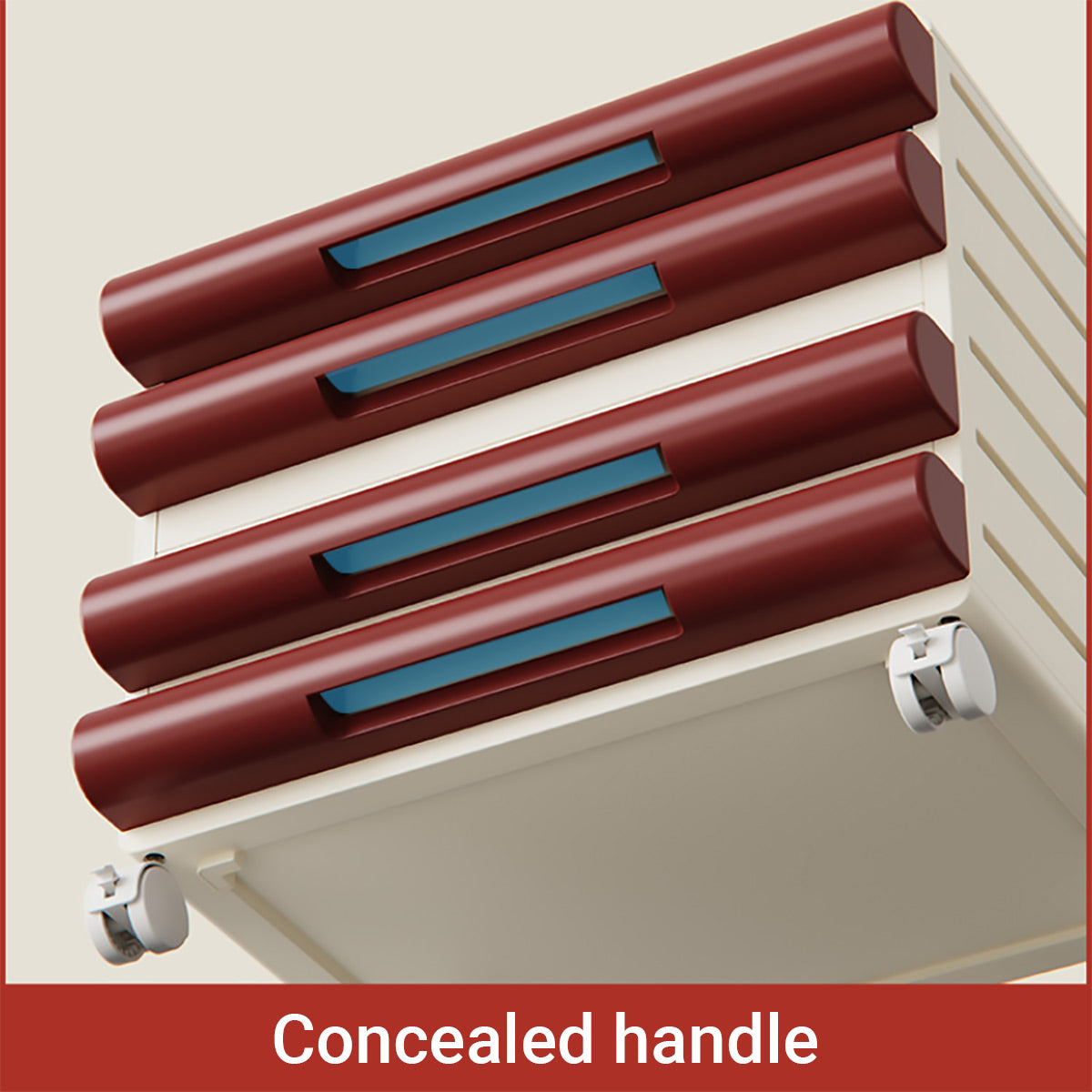 Mobile 8-Drawer Document Tower in Maroon and Cream
