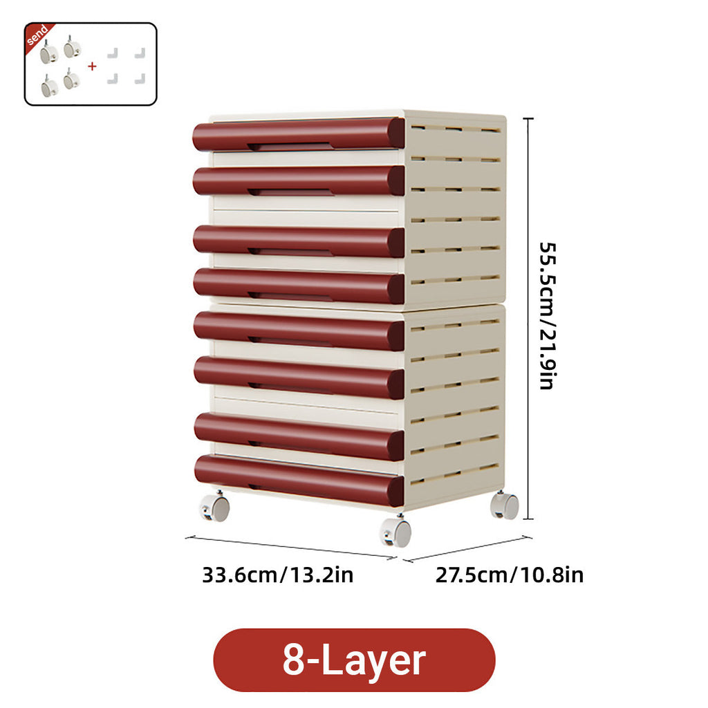Mobile 8-Drawer Document Tower in Maroon and Cream