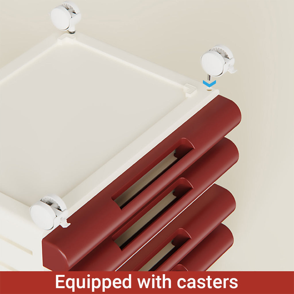 Mobile 8-Drawer Document Tower in Maroon and Cream