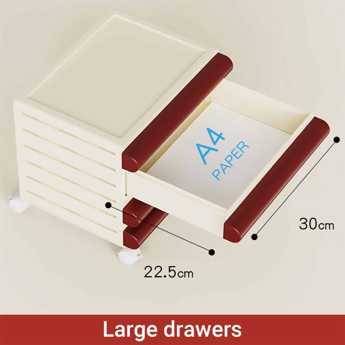 Mobile 8-Drawer Document Tower in Maroon and Cream